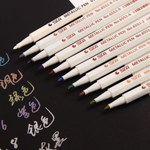 10 Kleuren Sta Metallic Marker Pen Scrapbooking Ambachten Kaart Maken Borstel Ronde Hoofd Art Pen Tekening Briefpapier Kantoorbenodigdheden