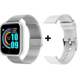 Metalen Smart Horloge Vrouwen Mannen Kinderen Sport Polshorloge Fitness Armband Tracker Hartslagmeter Voor Android Ios