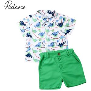 Baby Zomer Kleding Peuter Kid Baby Boy Dinosaur Print Shirt Tops + Solid Broek Shorts Strand Kleding 2PCS set Outfit 1-6T