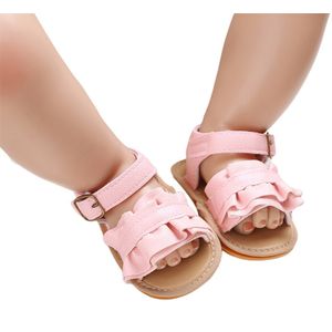 Ademende Zomer Baby Meisjes Sandalen Infant Zoete Stijl Effen Kleur Zachte Rubberen Zool Schoenen Peuters Indoor Antislip Prewalker