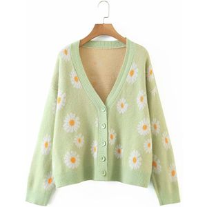 Vrouwen V-hals Losse Trui Vest Herfst Winter Daisy Gebreide Truien Oversized Gebreide Vest Jassen Rebeca Punto Mujer