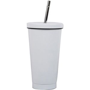 500Ml Roestvrij Staal Koffie Mok Met Deksel Bier Mokken Voor Thee Cup Metal Drinken Stro Drinken Stro Reizen cups Voor Thuis