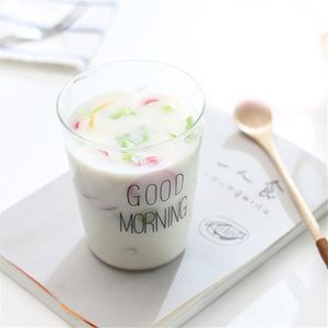Brief Gedrukt Transparante Creatieve Glas Koffie Thee Drankjes Dessert Ontbijt Melk Cup Glas Mokken Handvat Drinkware