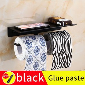 Wc Papierrolhouder Creatieve Wandmontage Badkamer Verlengen Tissue Houder Houder Zwarte Lijm Pasta Mobiele Telefoon Rack
