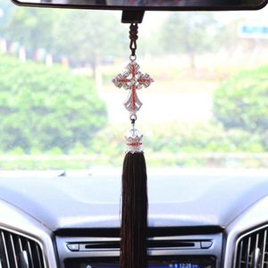 Auto Hanger Kristal Diamant Jesus Cross Auto Decoratie Kruisbeeld Auto Achteruitkijkspiegel Christian Decor Opknoping Accessoires