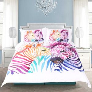 Digitale Kunst Kleurrijke Zebra Kinderen Dekbed/Doona Cover Set Koning Koningin Dubbele Full Twin Enkele Size Bed Linnen Set