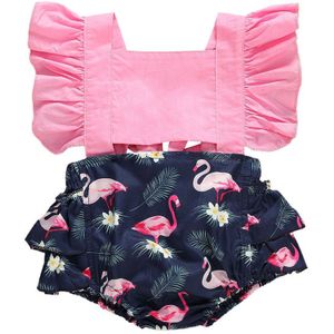 Pasgeboren Baby Meisjes Ruche Tutu Jumpsuits Mouwloze Jumpsuit Gedrukt Bodysuit Casual Outfits Zomer Kleding
