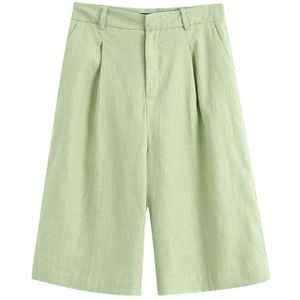 Tangada Vrouwen Elegante Groene Katoen Linnen Pak Shorts Rits Zakken Vrouwelijke Retro Casual Shorts Pantalones BE754