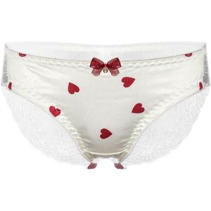 Mens Sissy Crossdress Ondergoed Cosplay Elastische Tailleband Strik Diamond Versierd Harten Print See-Through Lace Terug Leuke Slips