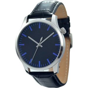 Minimalistische Horloge Bold Blauw Streep Big Size Welkom