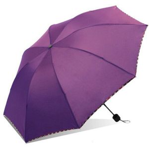 Plaid Rand Eenvoudige Paraplu Handleiding Tri-fold Paraplu Vrouwen Man Universal Business Paraplu 55 cm 8 Botten Effen Kleur regenkleding