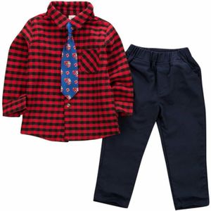 Boutique Kid Kleding Kids Baby Boy Gentleman Xmas Outfit T-shirt + tie + Broek 3pcs Herfst winter Kleding