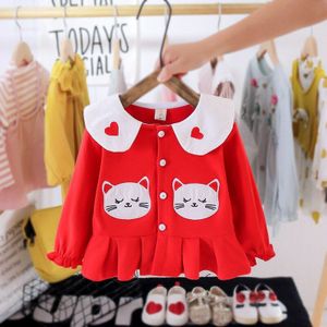 Lente Herfst Baby Meisjes Katoenen Cartoons Jas Voor Meisjes 0-3years Leuke Kat Jas Kids Kinderen Bovenkleding Mode Meisjes Jas