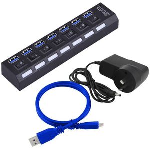 Usb Hub 3.0 4 7 Port Usb Multi Splitter Met Schakelaar Supply Adapter Voor Macbook Pc Computer Laptops Notebook accessoires