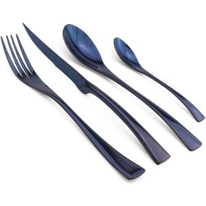 Jankng 16-Pcs Rvs Zwarte Bestek Set Zilverwerk Servies Set Keuken Servies Vork Steak Mes Theelepel Diner Set