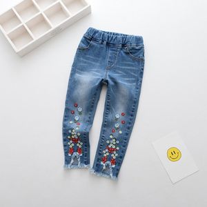 Babyinstar Jeans Voor Meisje Mode Kids Jeans Met Leuke Bloemen Borduren Baby Meisjes Kleding Denim Broek Kinderkleding