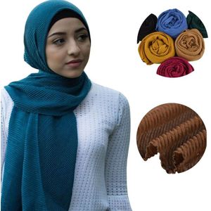 Vrouwen Solid Kreuk Hijab Sjaal Effen Zachte Katoen Viscose Wraps Meisje Mode Hoofdband Shalws Sjaals 10 Stks/partij