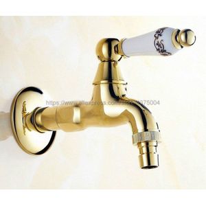Luxe Goud Kleur Messing Wasmachine Kraan Badkamer Kraan Handvatten Decoratieve Outdoor Kranen Water Tap Nav135