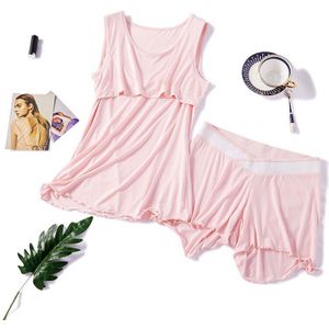 Moederschap Verpleging Set Mouwloze 2 Stks/set Zwangere Vrouwen Nachtkleding Katoen Borstvoeding Pyjama Set Voor Zwangere Vrouwen