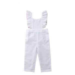 Zomer Kinderen Algehele Peuter Kids Baby Meisjes Kleding Effen Witte Mouwloze Romper Jumpsuit Lange Broek Outfits 0-6T