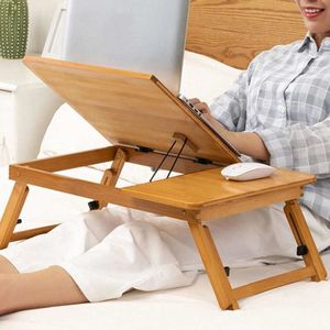Moderne Stijl Laptop Bureau Bamboe Vouwen Bed Computer Tafel Student Studie Bureau Verstelbare Hoogte Binnenlandse Levering