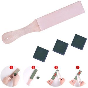 Lederen Gereedschap Kit Houten Handvat Slijpen Mes Strop Handgemaakte Scheermes Polijsten Board Met Samengestelde Gemaakt Van Craft Supplies