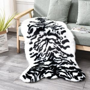 Panda Koala Pinguïn Tijger Patroon Tapijten Leuke Woonkamer Harige Kinderen Bont Karpetten Antislip Suede Wit Zwart faux Fur Mat