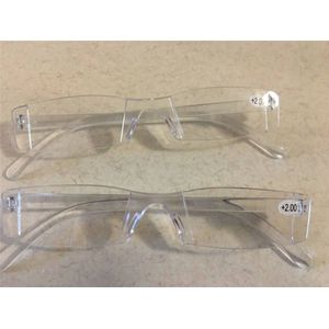 Mannen Vrouwen Wit Clear Rimless Hars Presbyopie Reader Brillen Plastic Frame Leesbril Dioptrie 1.0 2.0 tot 4.0 016