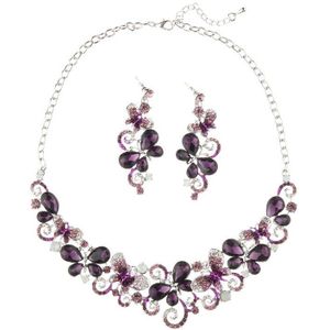 808 WINKEL Luxe Wedding Engagement Sieraden Sets Crystal Ketting Oorbellen Sieraden Charm Vrouwen Party Accessoires