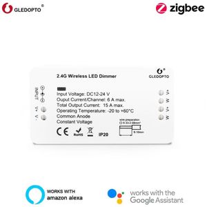 Gledopto Zigbee 3.0 Smart Led Controller Dimmer 12V-24V Compatibel Smartthings Echo Plus Google Home Alexa zigbee2MQTT