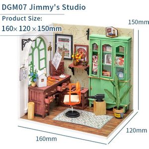 Robotime Rolife Diy Houten Poppenhuis Miniatuur DGM07 Jimmy 'S Studio