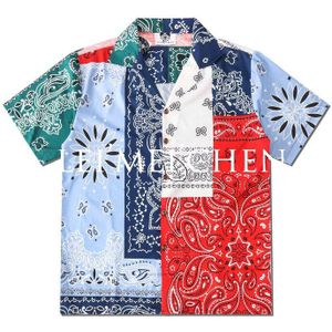 Leimeichen Harajuku Mannen Shirts Zwarte Bloemenprint Korte Mouwen Single Breasted Losse Shirt Hip Hop Streetwear Unisex CSD50