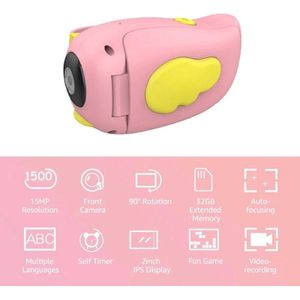 -Digitale Kids Camcorder Kinderen Video Camera 15M Pixel Autofocus Zelfontspanner Video-Opname ingebouwde Filters Sticker