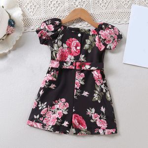 2022 Zomer Bloemen Bodysuit Shorts Jumpsuit Voor Meisjes Kid Kleding Meisje Kinderkleding Peuter