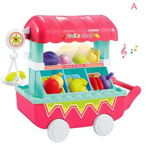 1 Set Kinderen Kids Toy Rollenspel Groenten Fruit Winkel Winkelwagen Pretend Mini Met Lichte Muziek AN88