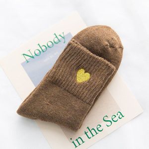 3 Pairs Winter Liefde Geborduurde Effen Katoen Vrouwen Sokken Comfortabele Harajuku Warmte Kawaii Casual Dames Crew Sox