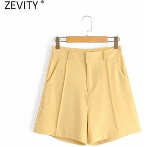 Zevity Vrouwen Mode Snoep Kleur Druk Lijn Casual Bermuda Dame Textuur Rits Chic Shorts Pantalone Cortos P900