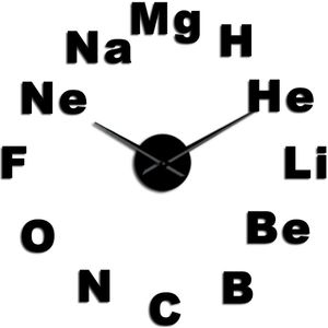 Periodiek Systeem Der Elementen Diy Giant Wandklok Chemie Science Spiegel Stickers Frameloze Grote Muur Horloge Klas Decor Art