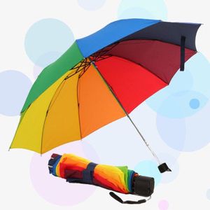 Waterdichte Paraplu Regenboog Kleur Compact Compact Compact Outdoor Grote Paraplu Anti-Uv Parasols Bescherming Kleur Paraplu