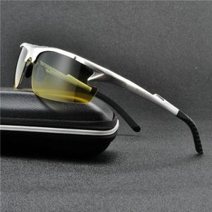 Dag Nachtzicht Dual Gebruik Mens Aluminium Zonnebril HD Gepolariseerde UV400 Mannelijke Zonnebril Voor Mannen Eyewear met doos FML