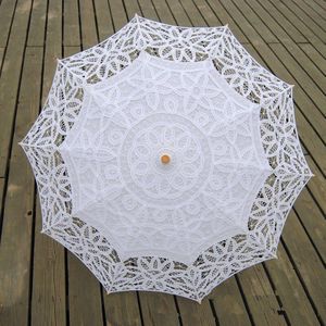 Mode Kant Parasol Parasol Borduurwerk Paraplu Wit Ivoor Wedding Paraplu Ombrelle Dentelle Parapluie Mariage