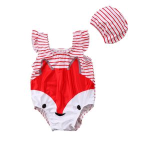 Mooie Kid Baby Meisje 3D Vos/Penguin Badmode Badpak Badpak Beachwear