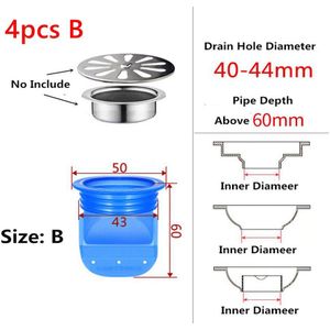 4Pcs Badkamer Geur-Proof Lek Core Siliconen Afvoerputje Geur-Slip Keuken Badkamer Anti-Pest Anti-Geur Accessoires Schoon