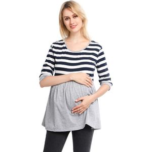 Moederschap Kleding Vrouwen Borstvoeding Stroped Blouse Mode Half Mouw Zwangere T-Shirt Dagelijks Moederschap Kleding