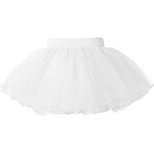 Kids Meisjes Dans Kleding Elastische Tailleband Tutu Mesh Rok Effen Kleur Vier Layer Dans Rok