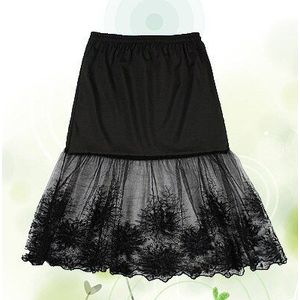 Vrouwen Lady Lace Slip Casual Rok Knielengte Natuurlijke Taille A-lijn Bloemen Onderrok Petticoat Mode Wit Zwart