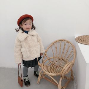 Jongens Revers Pluche Jassen Kinderen Kleding Koreaanse Effen Kleur Composiet Suede Warm Top Winter Kids Jassen Voor Meisjes