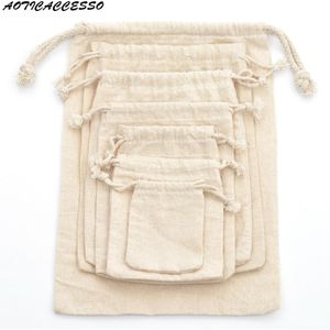 1 pc Herbruikbare Katoenen Trekkoord Boodschappentas Reizen Shopper Tote Tasje voor Vrouwen Mannen Waszak Christmas Pouch