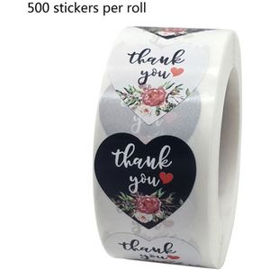 500Pcs Hart Dank U Stickers Goud Folie Seal Label Scrapbooking Bruiloft Decoratie Briefpapier Sticker