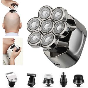 7D Elektrische Scheerapparaat Voor Kale Mannen 6 In 1 Scheerhoofden Scheermes Usb Opladen Baard Neus Oorhaar Trimmer Super scheerapparaten Clipper